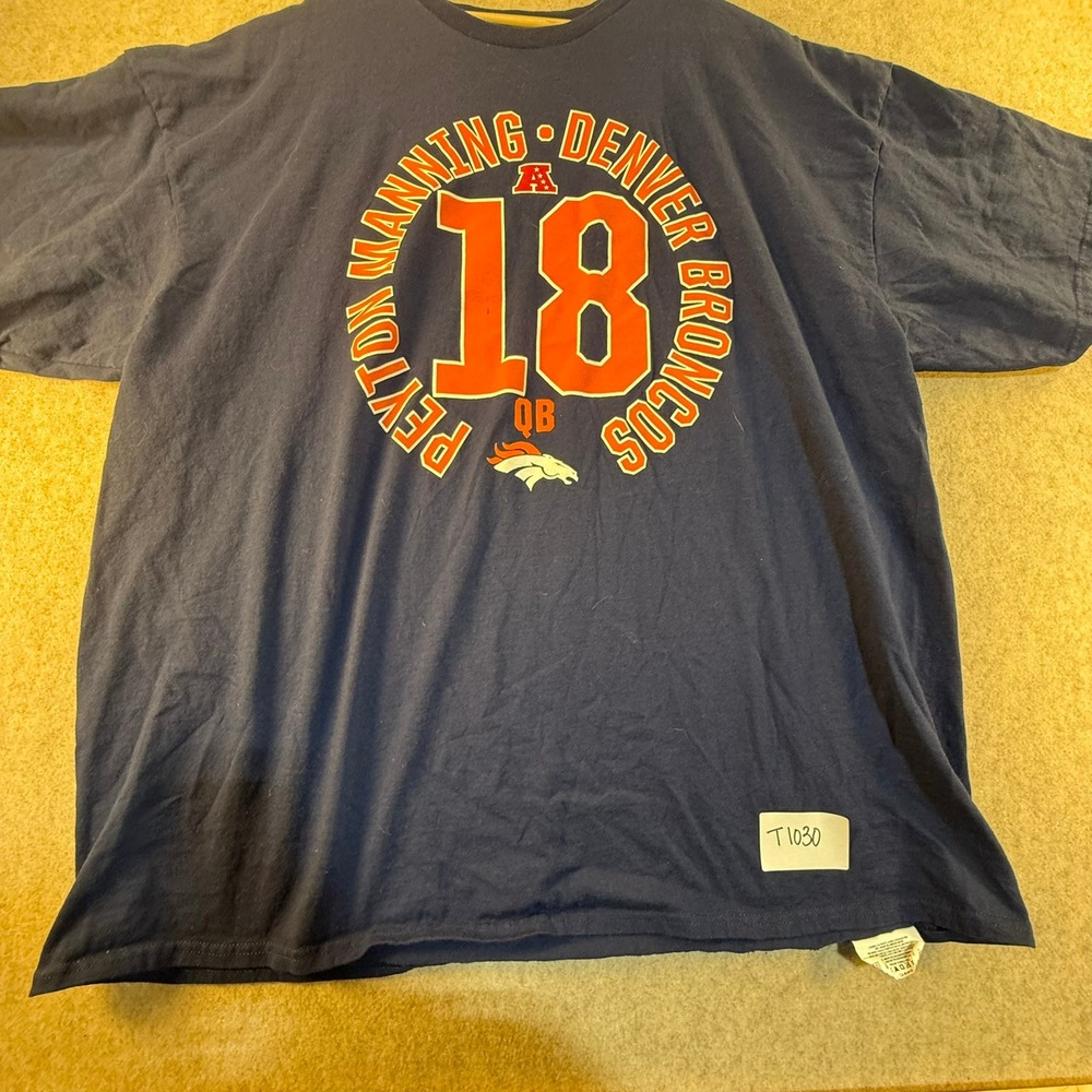 NFL Team Apparel Denver Broncos Peyton Manning 18 T-Shirt Navy Blue Mens 3XL
